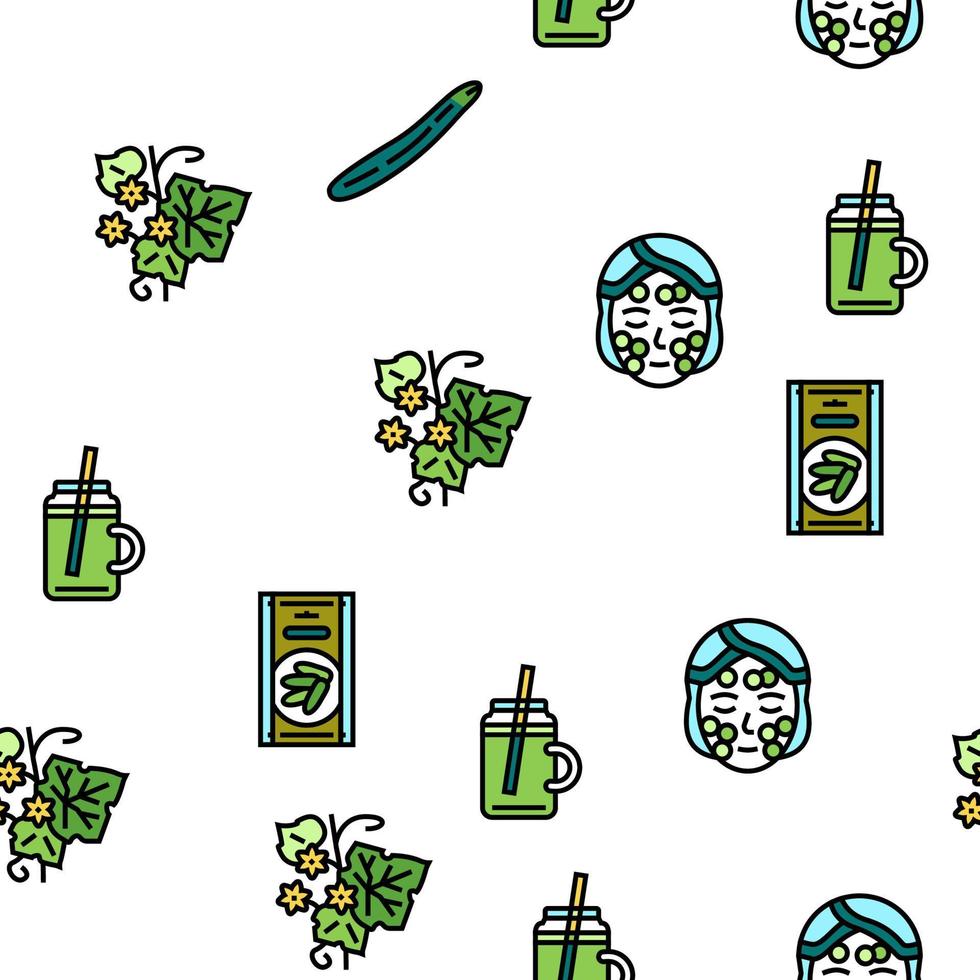 Cucumber Natural Bio Vegetable Vector Seamless Pattern