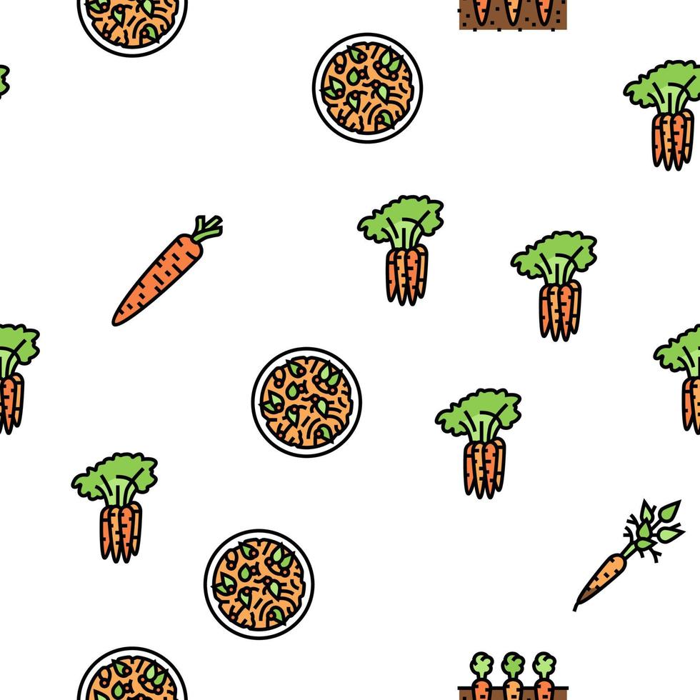 Carrot Vitamin Juicy Vegetable Vector Seamless Pattern