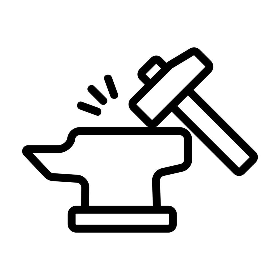 Hammer and anvil icon vector. Isolated contour symbol illustration vector