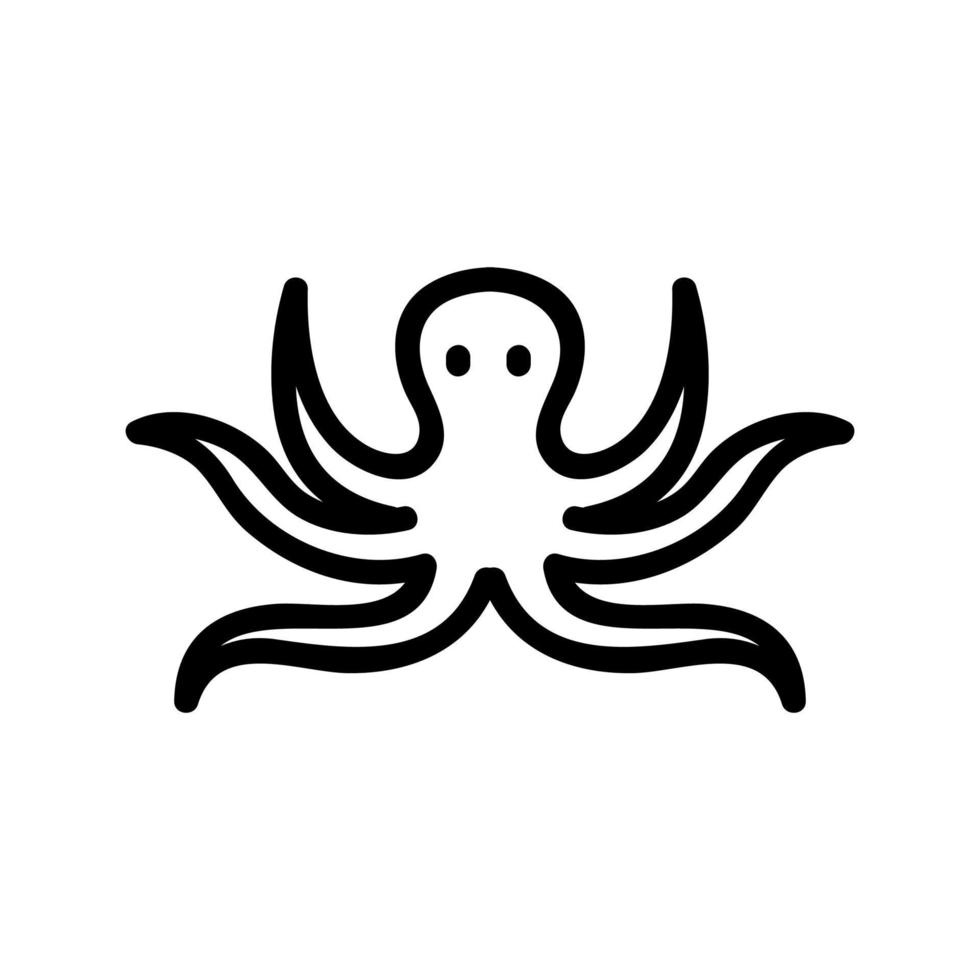 squid with long tentacles icon vector outline illustration