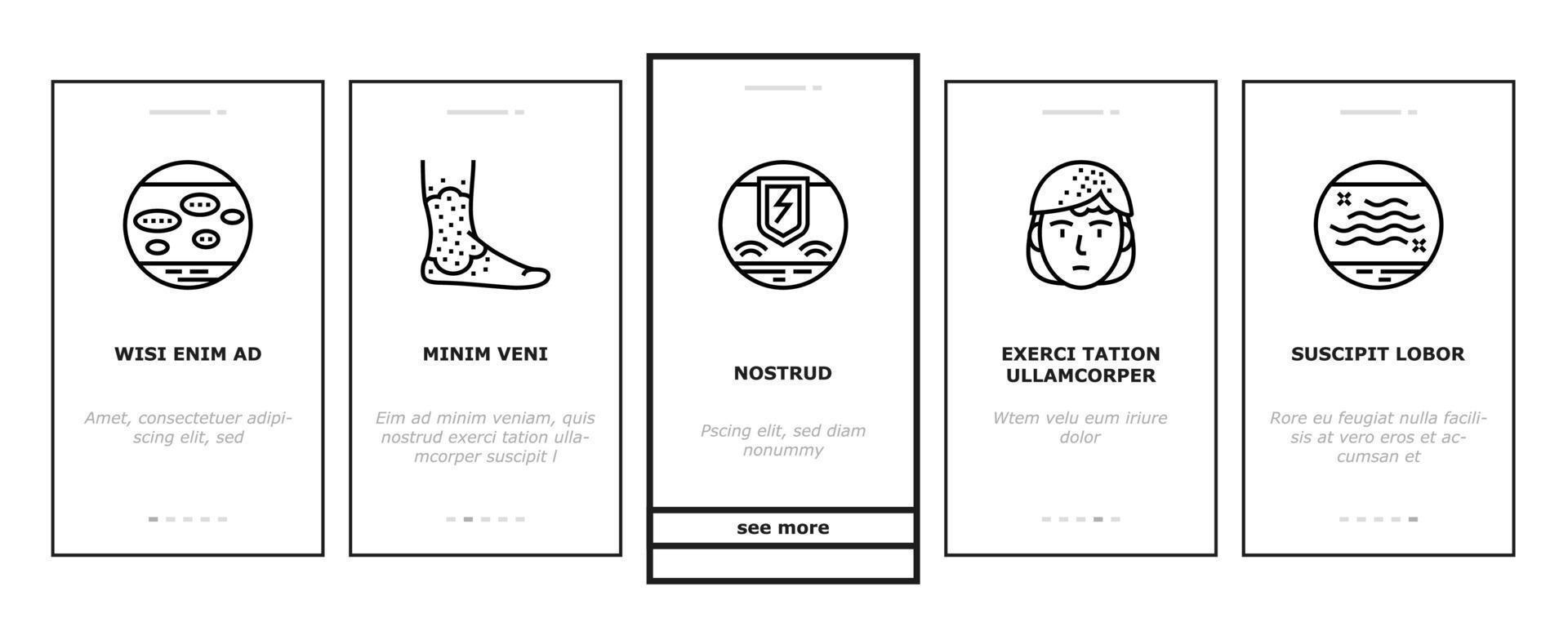 Eczema Disease Treat Onboarding Icons Set Vector