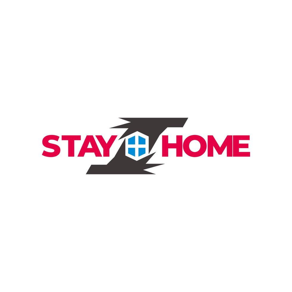 text stay home protected hand symbol decor vector
