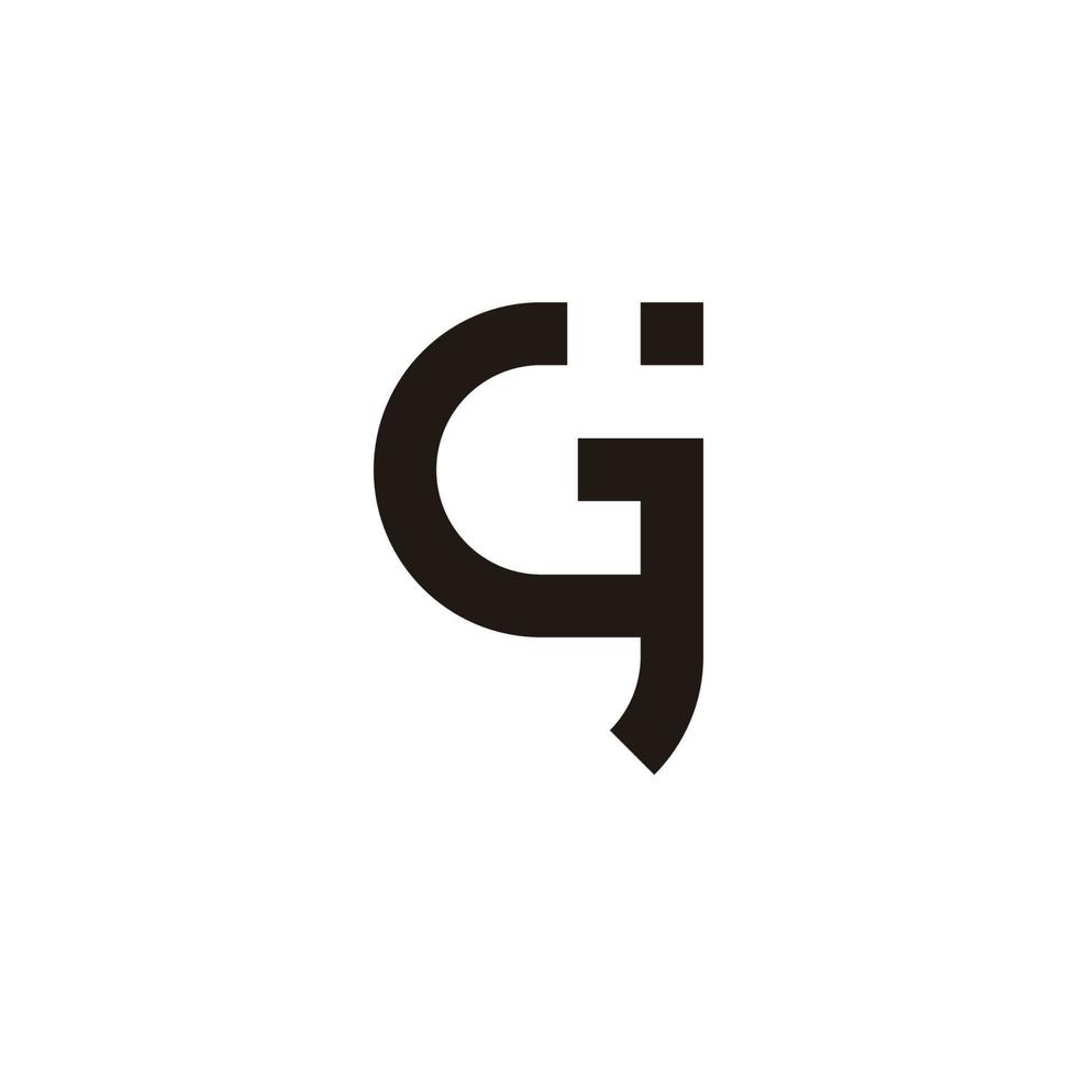 letter gj simple geometric line logo vector