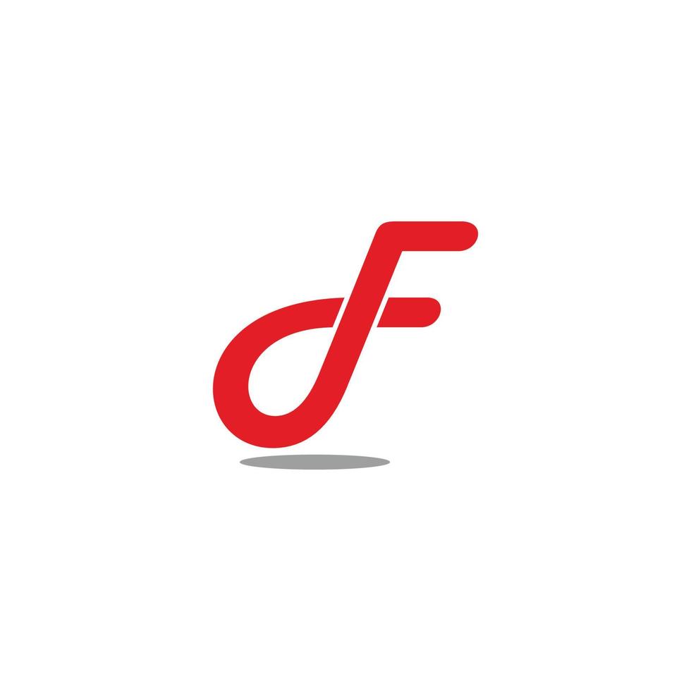 letter df simple linked curve line logo vector