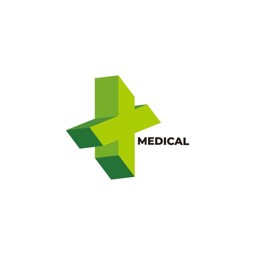 vector de logotipo de símbolo 3d médico más verde