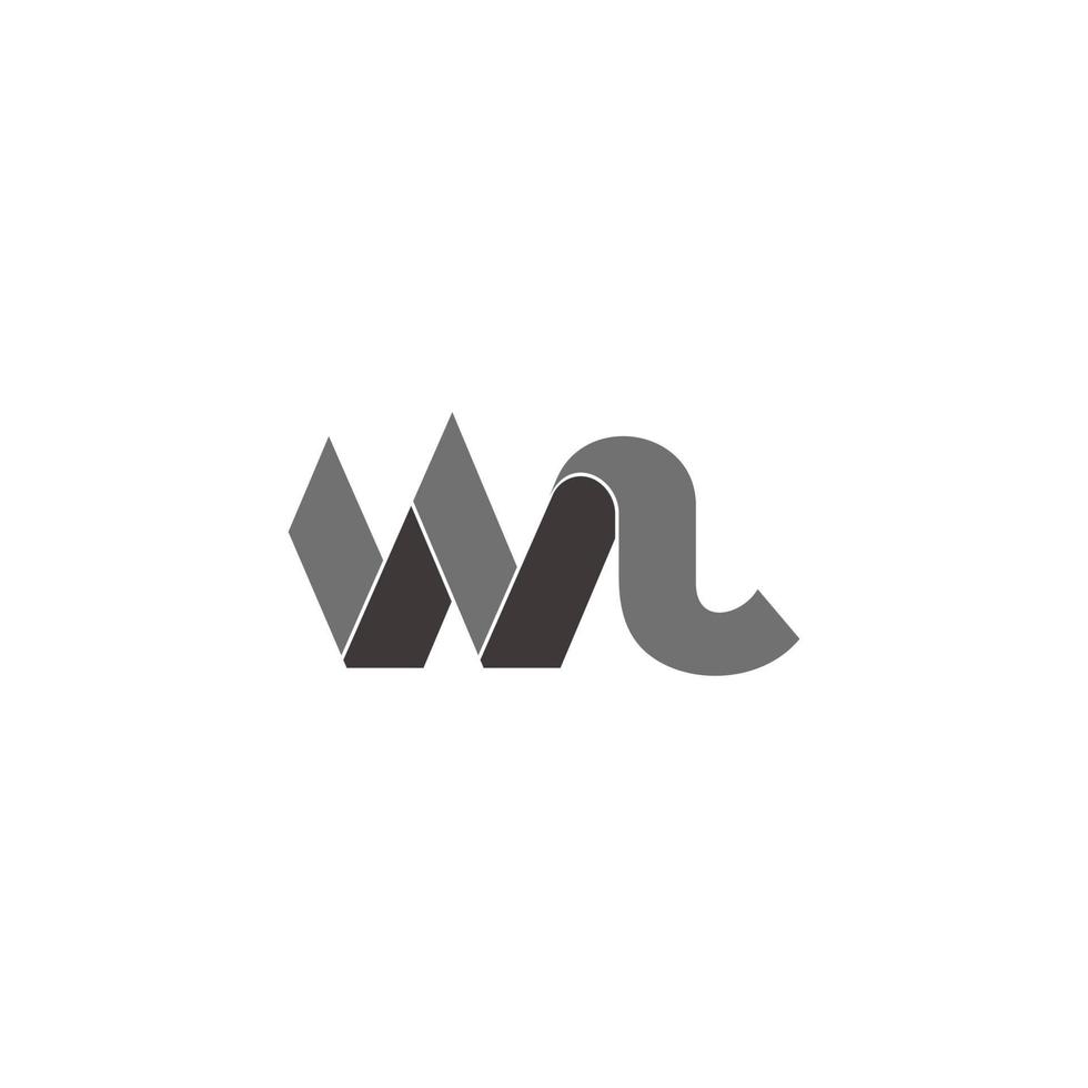 letter w ribbon shape 3d flat shadow logo vector