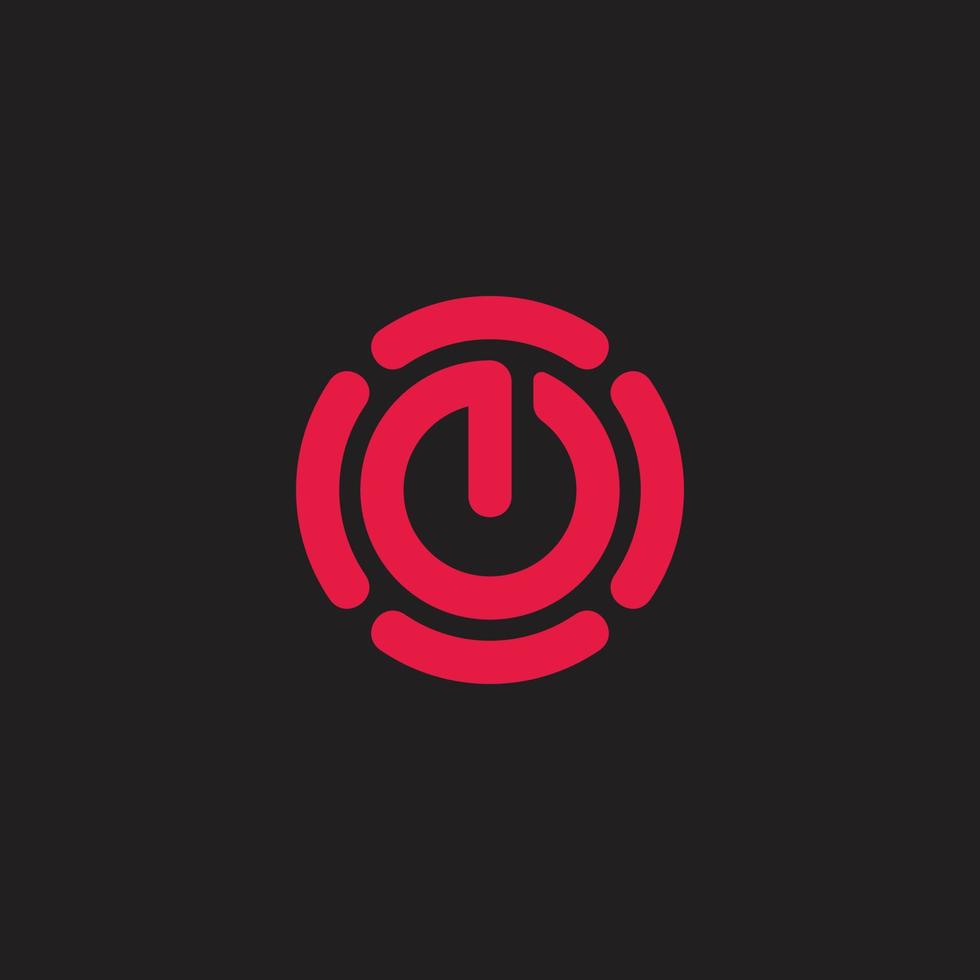 neon power button flat design geometric logo vector