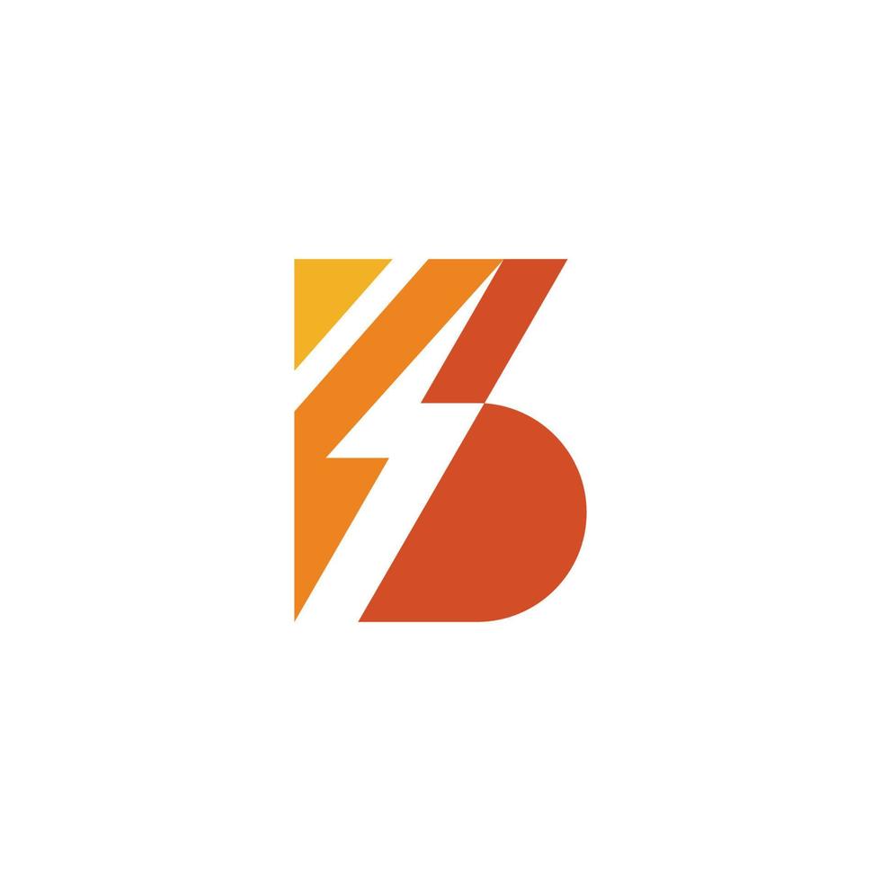 letter b thunder flash shape gradient colorful logo vector