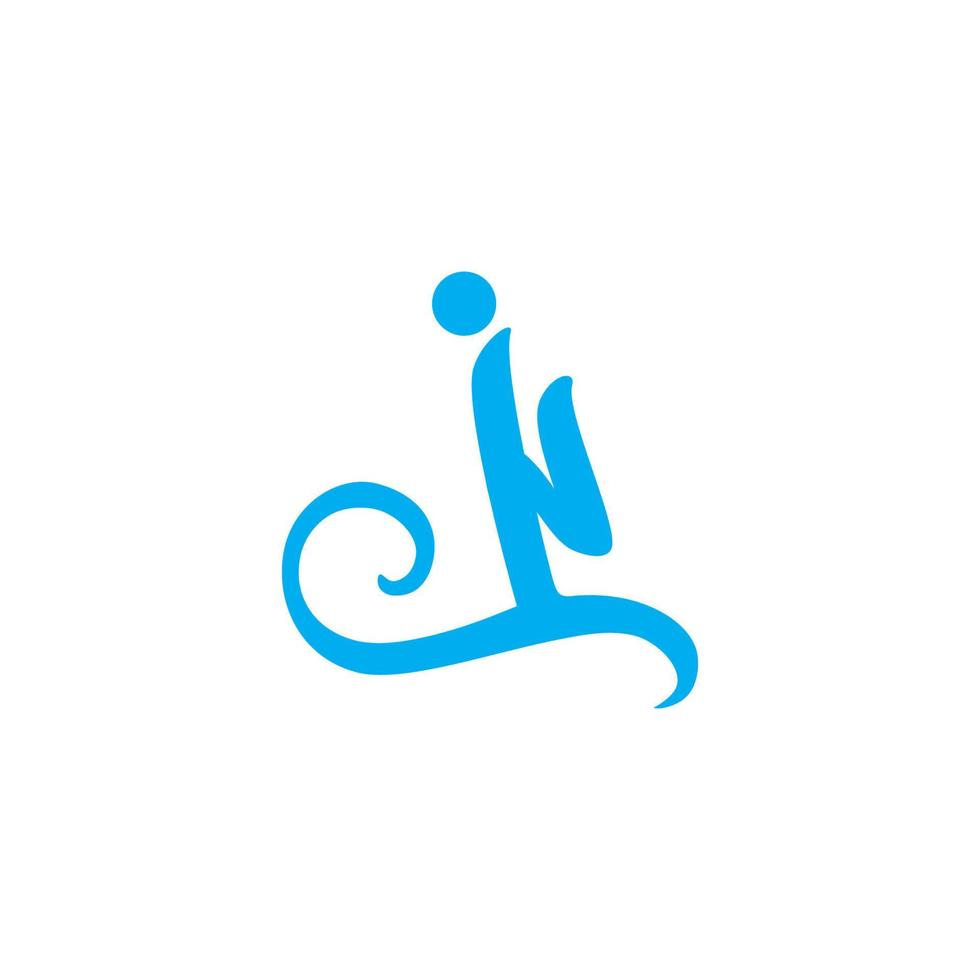 letter jn blue wavy shape logo vector