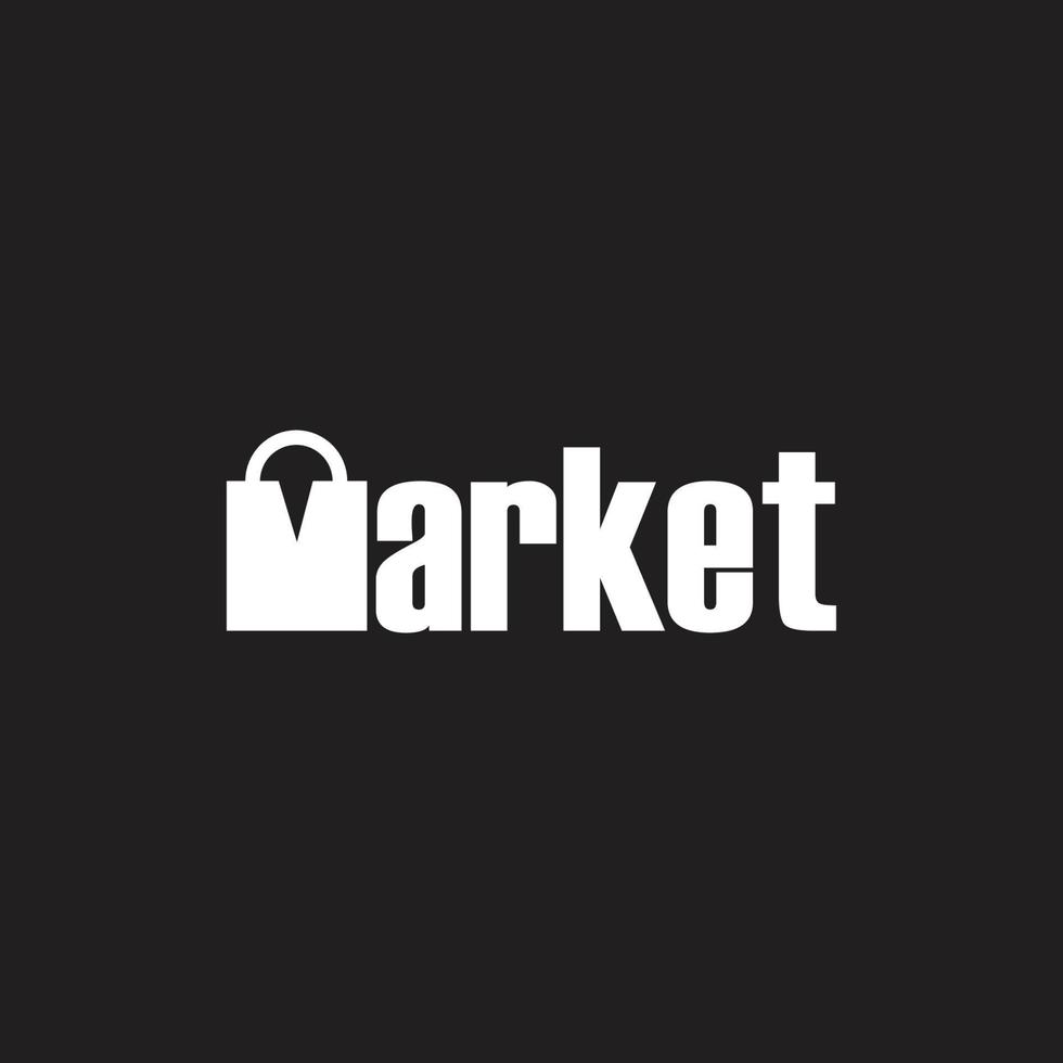 text market m shopping bag design logo vector