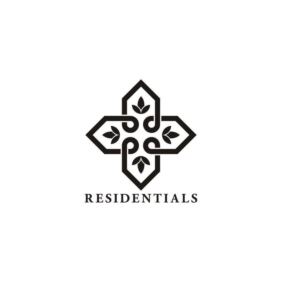 casas abstractas hoja residente diseño natural símbolo logotipo vector