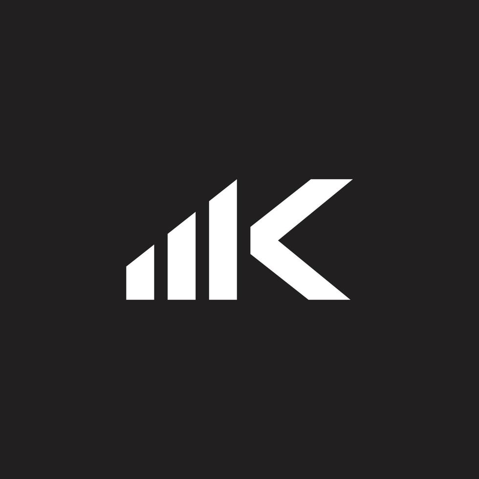 letra mk simple teléfono móvil señal techno logo vector