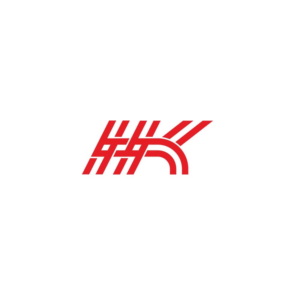 letter hk linked stripes overlap lines logo vector