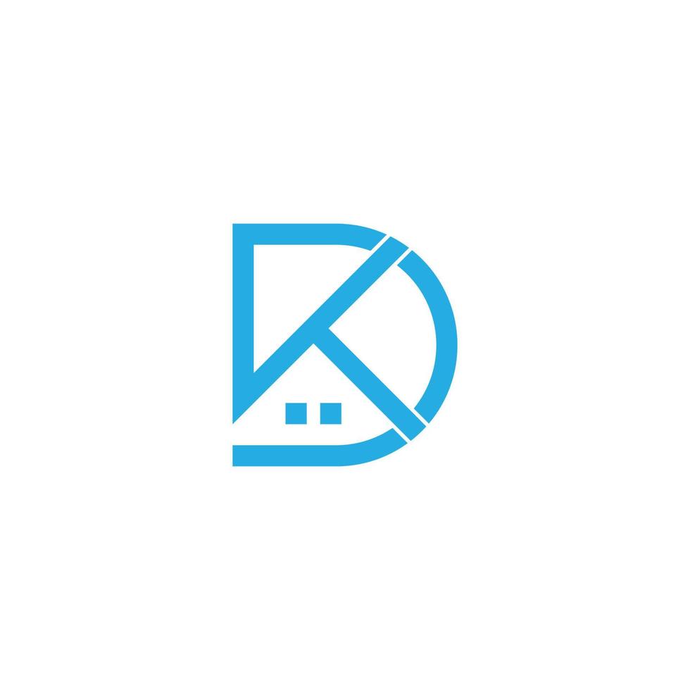 letter dk home shape simple line logo vector