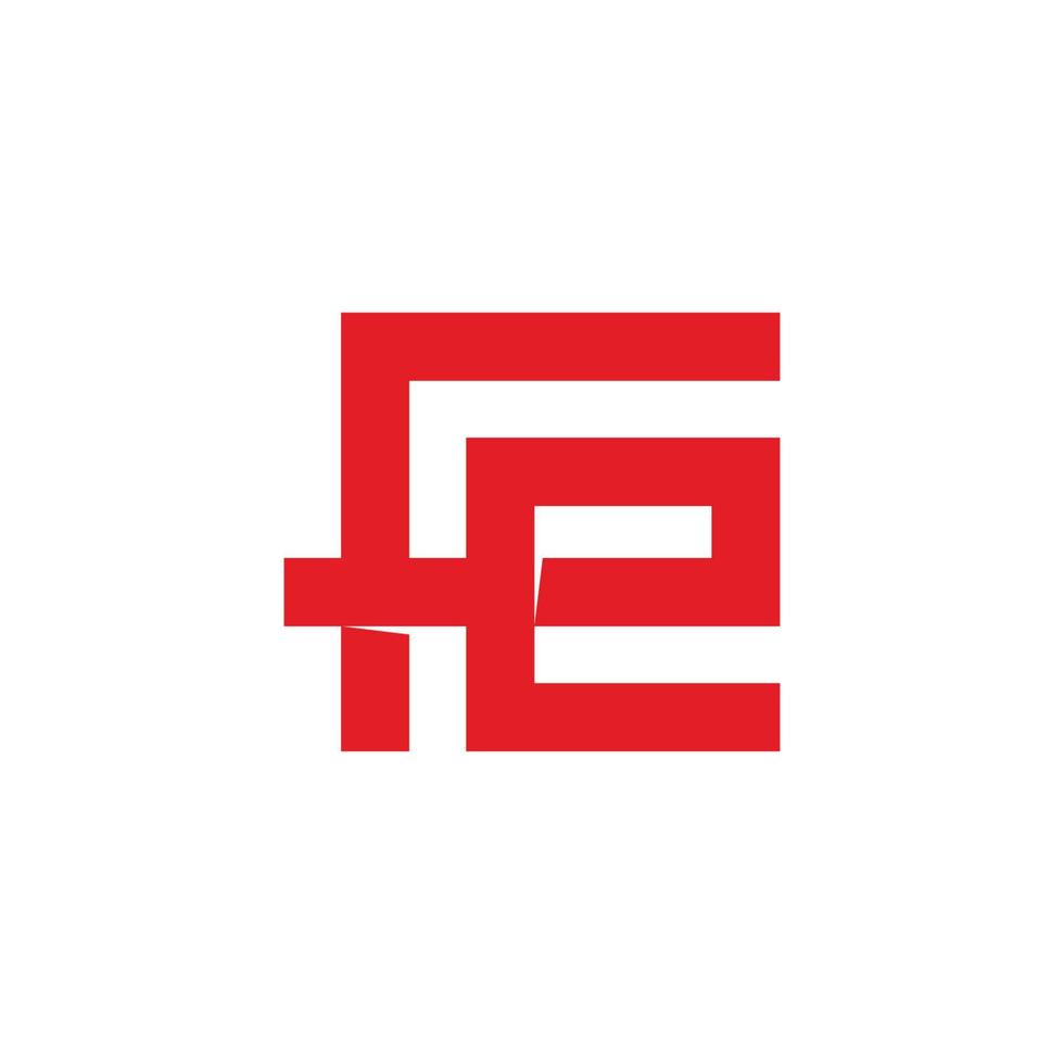 letter fe square overlapping line logo vector