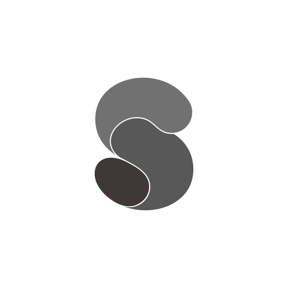 vector de logotipo de símbolo de sombra de curvas planas 3d de letra s