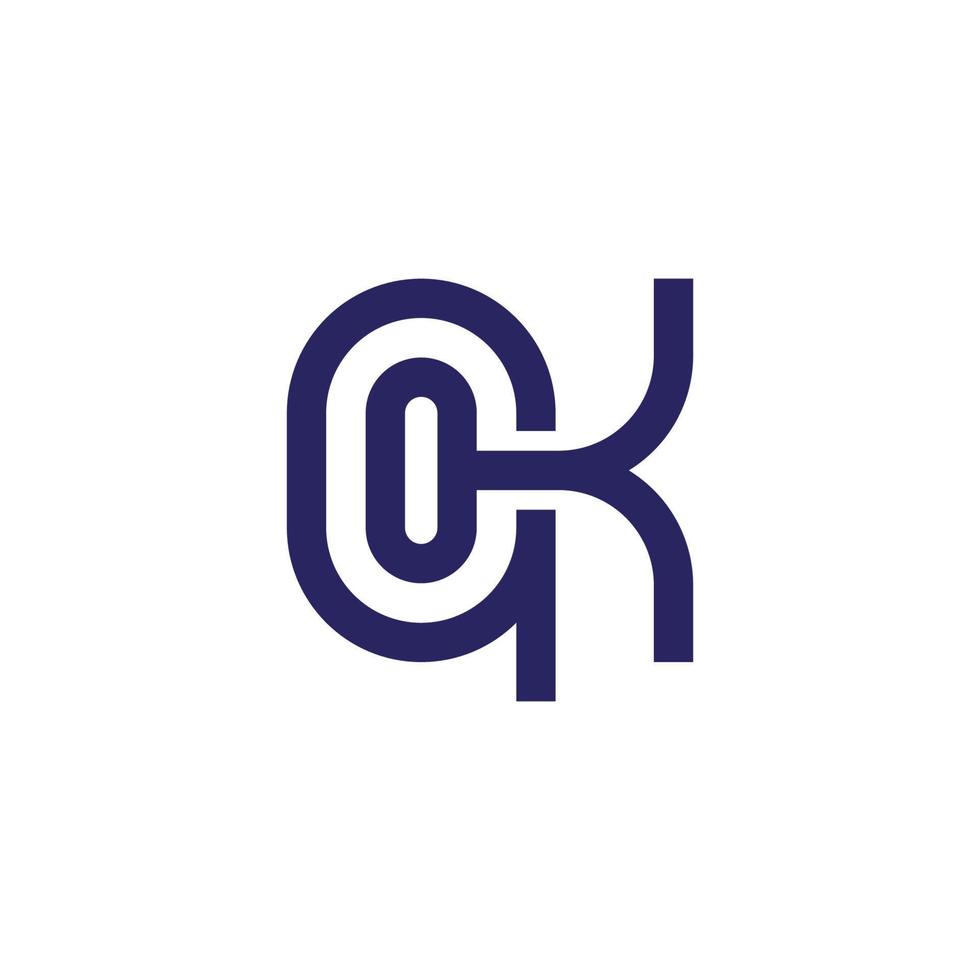 vector de símbolo de línea geométrica vinculada qk de letra abstracta