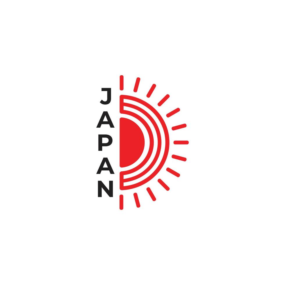 texto japón sol rayos símbolo decoración vector