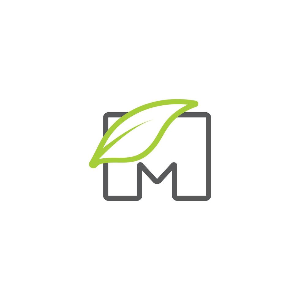 letter m linear leaf geometric logo vector