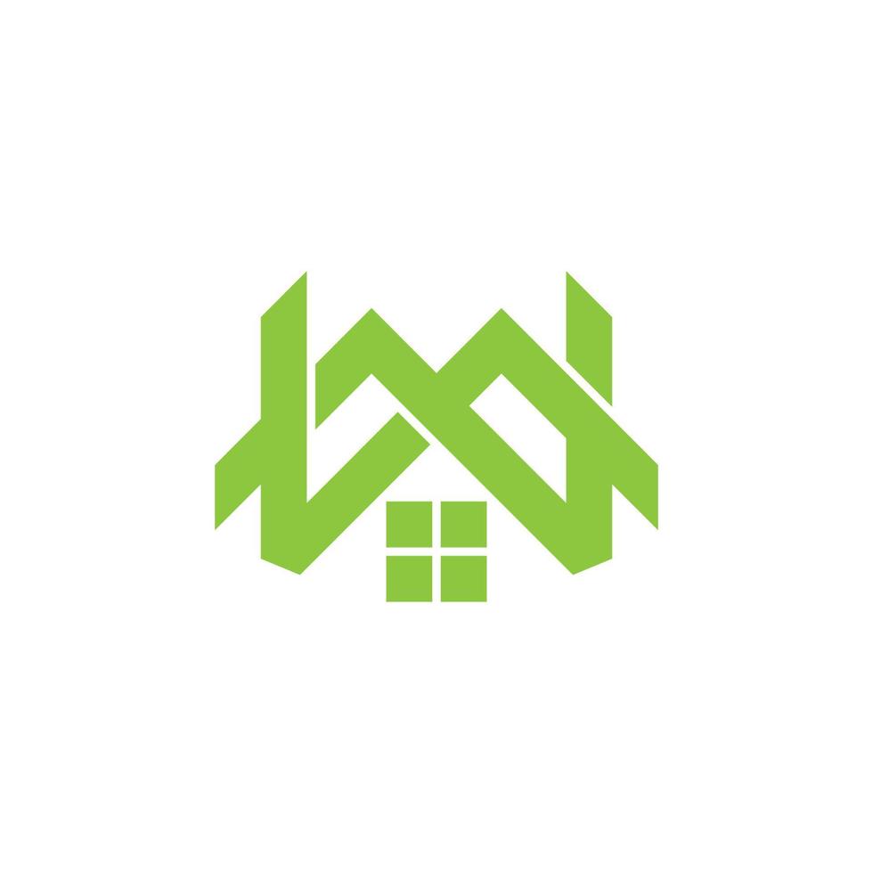 green mountain letter mw home logo vector