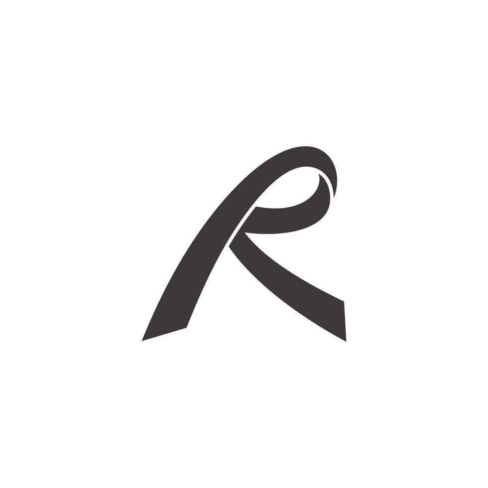 letra r curvas simples línea 3d vector de logotipo plano