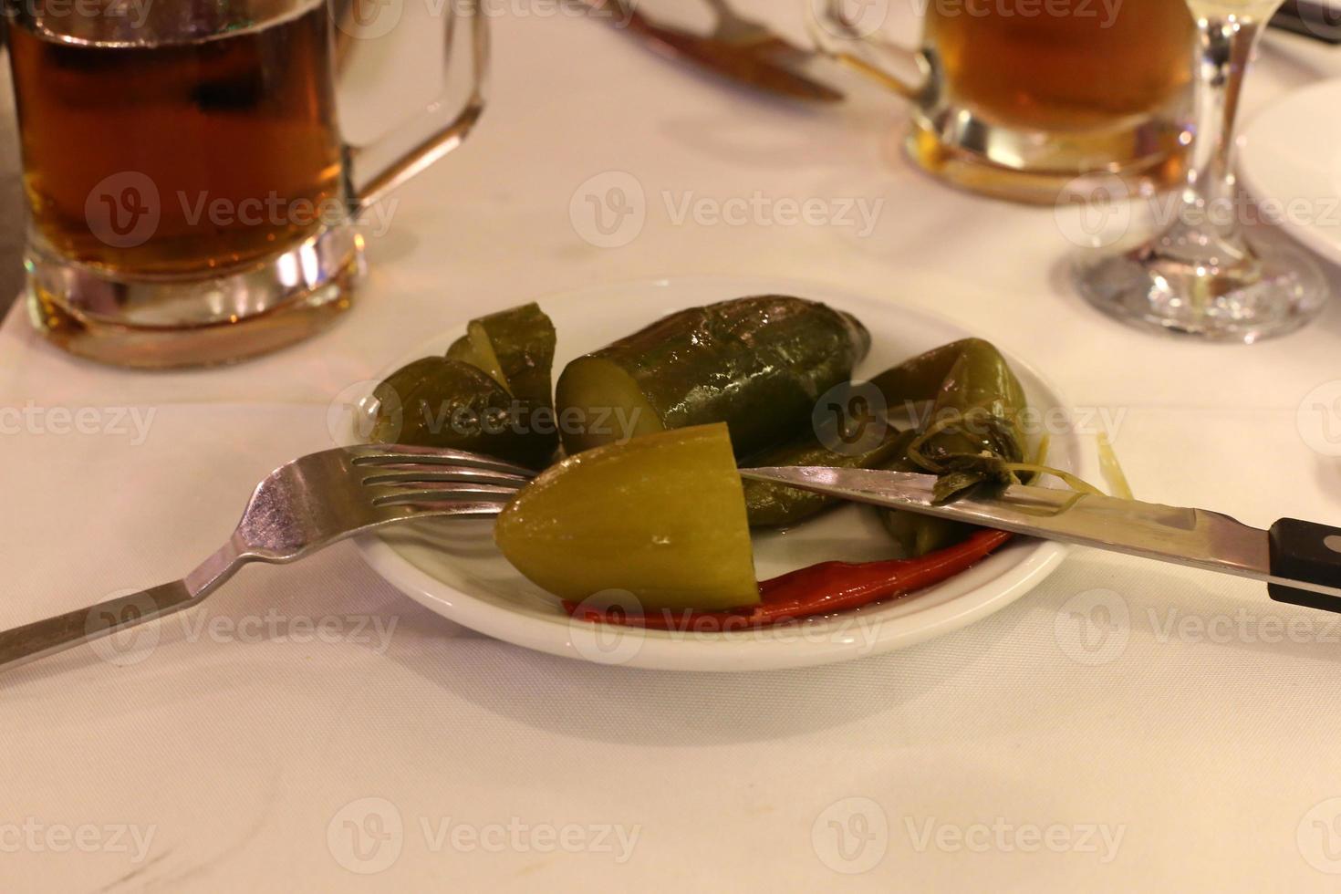 There is a snack on the table in the restaurant, bon appetit everyone photo