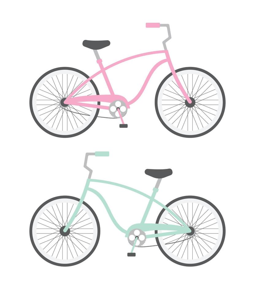 Vector set of two flat bicycle
