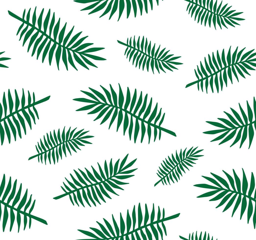 Vector seamless pattern of green palm leaves