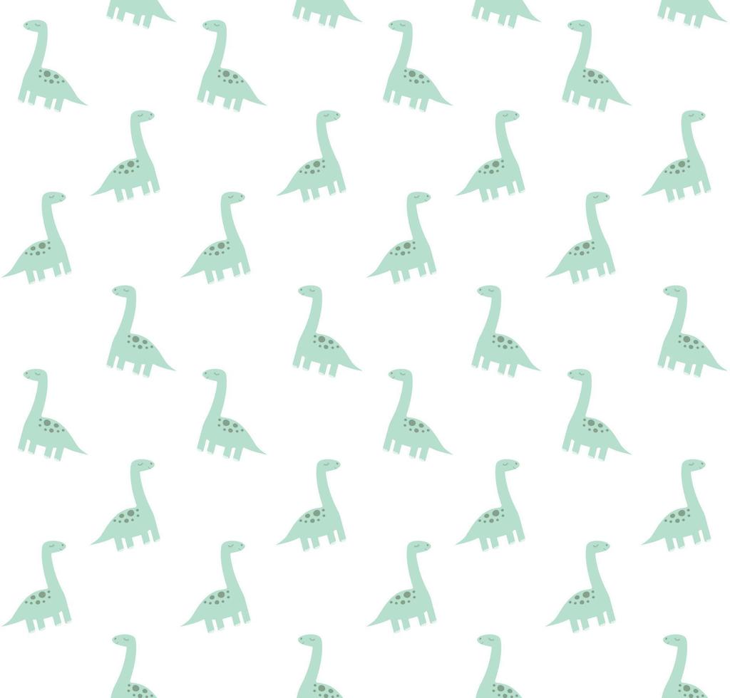 Vector seamless pattern of green diplodocus