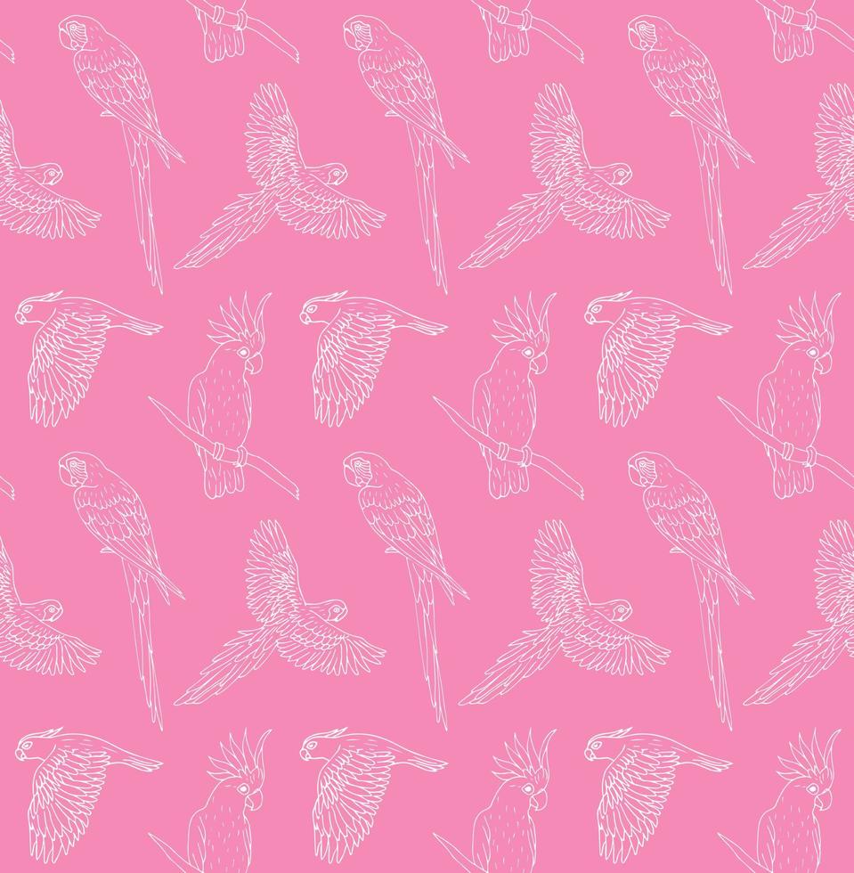 Vector seamless pattern of hand drawn parrot