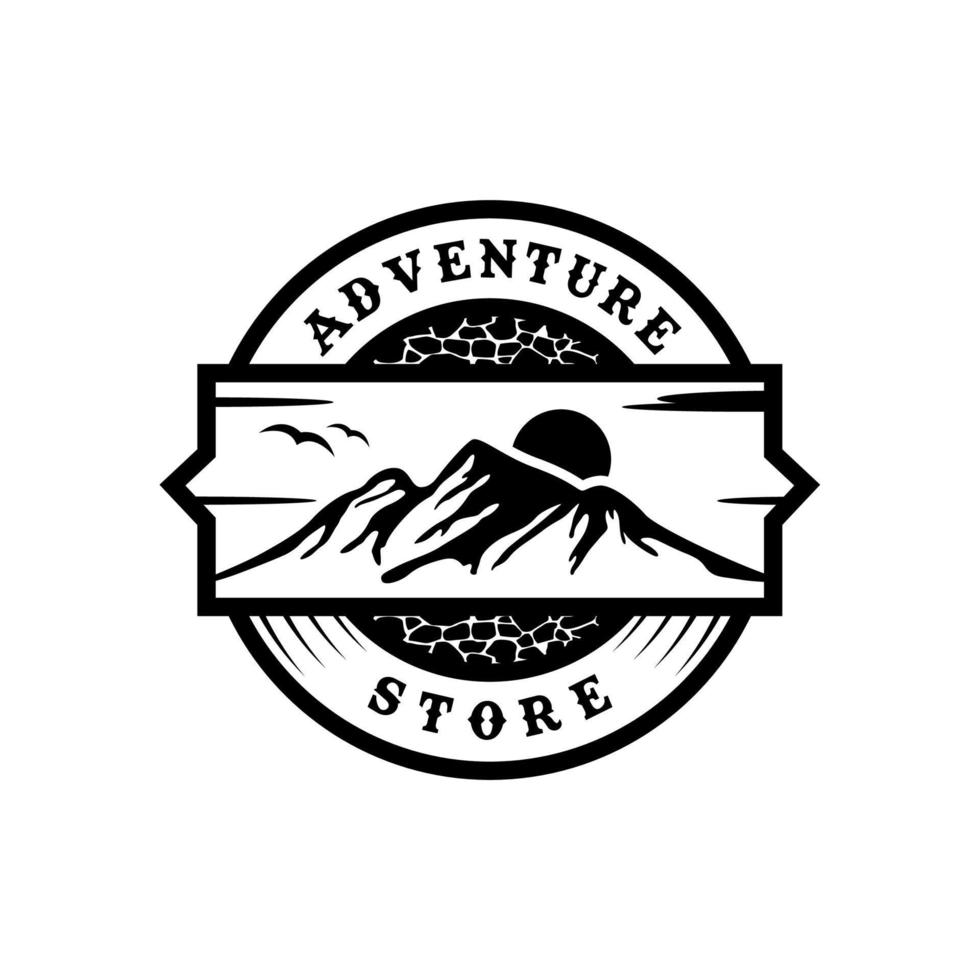 Mountain View Label Emblem Badge For Outdoor Adventure Gear Equipment Store Logo vector