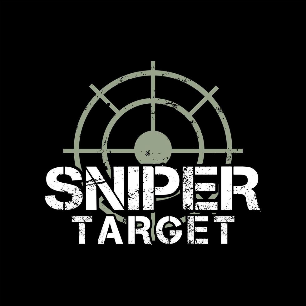 Sniper Target Typography With Shooting Target Icon Vector Grunge Illustration