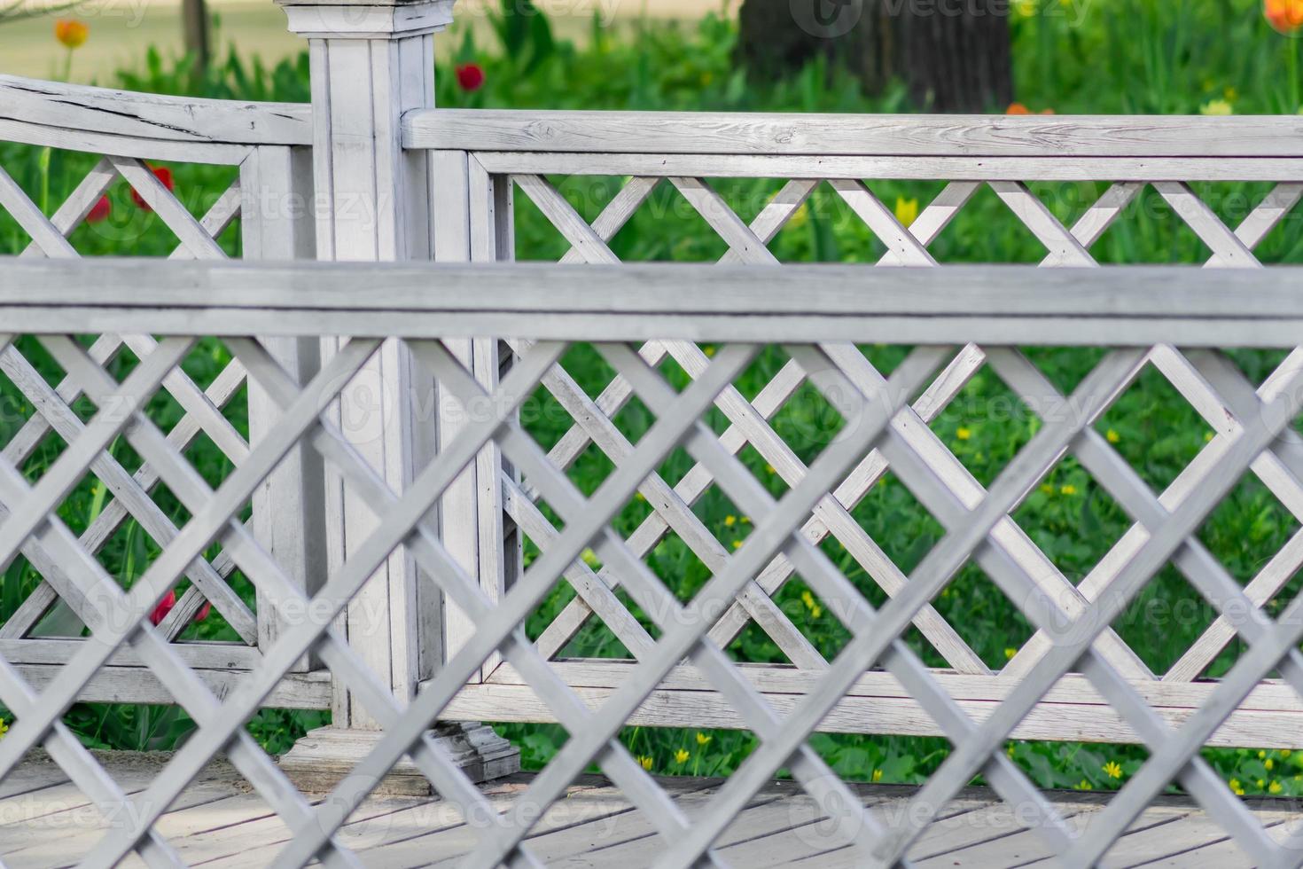 Close up of wooden bridge in the park photo