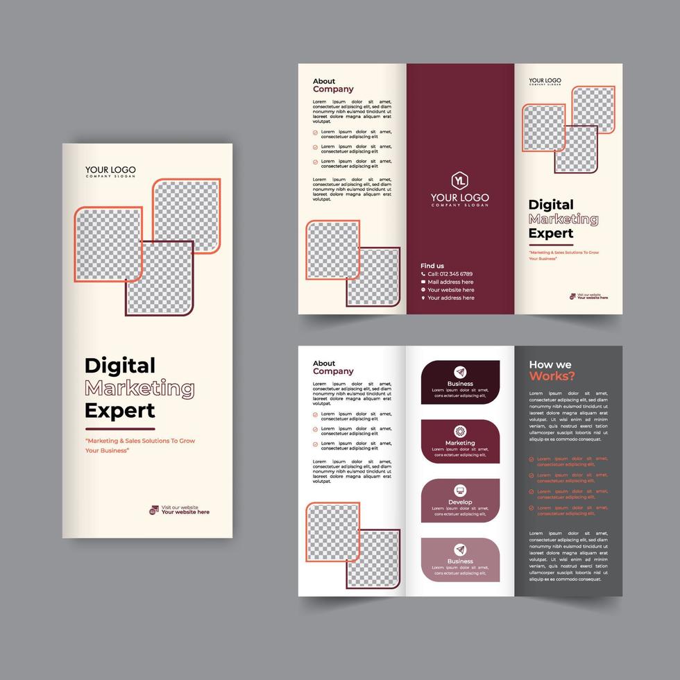 Business trifold brochure annual report cover, digital marketing tri fold corporate brochure cover or flyer design. Leaflet presentation. Catalog with Abstract geometric background. Modern template. vector