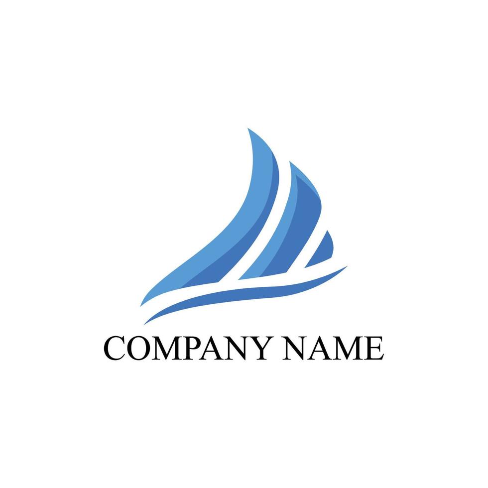 illustration of the wave logo that forms a blue boat. luxury and simple emblem logo for business. vector