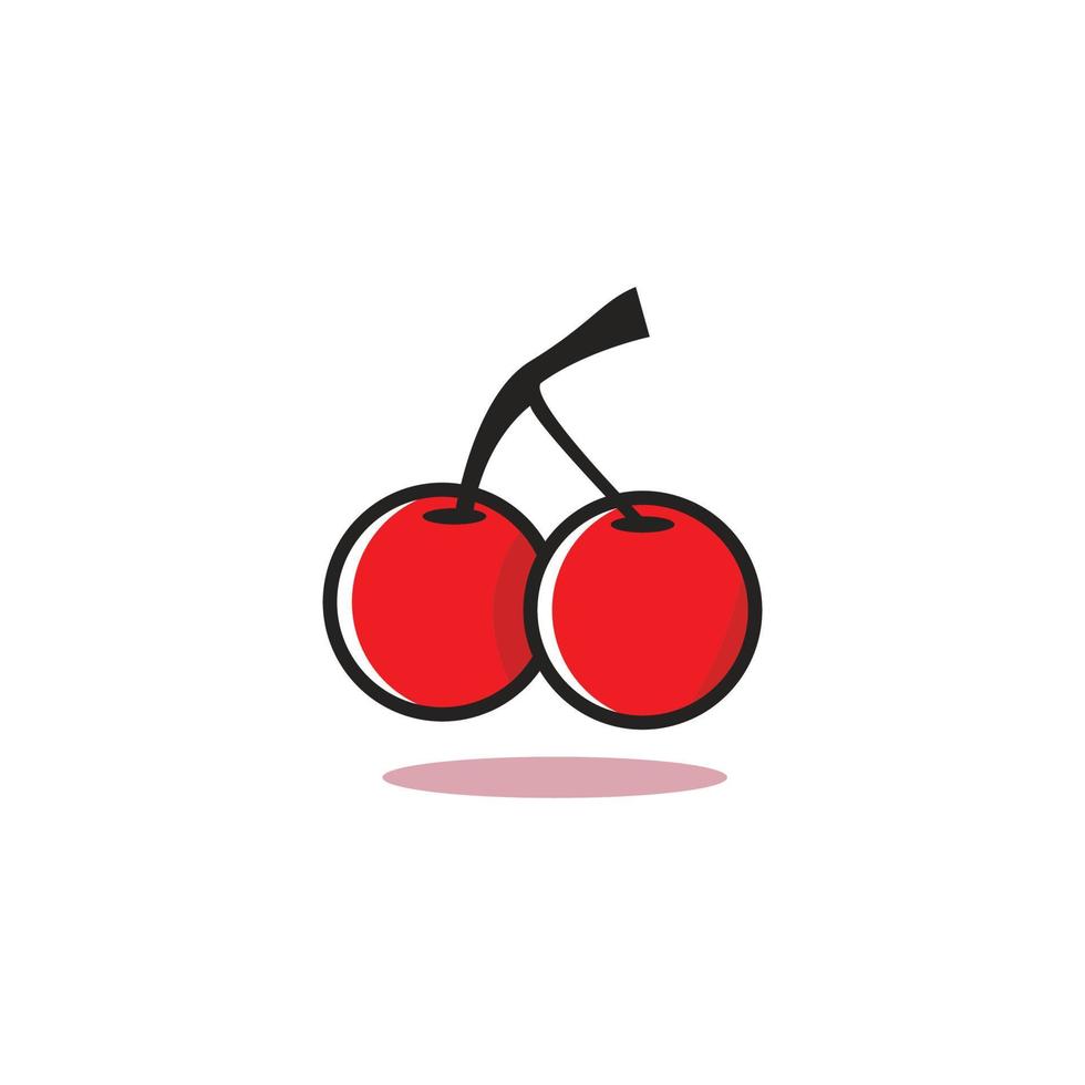 vector illustration of a fresh cherry and a leaf.