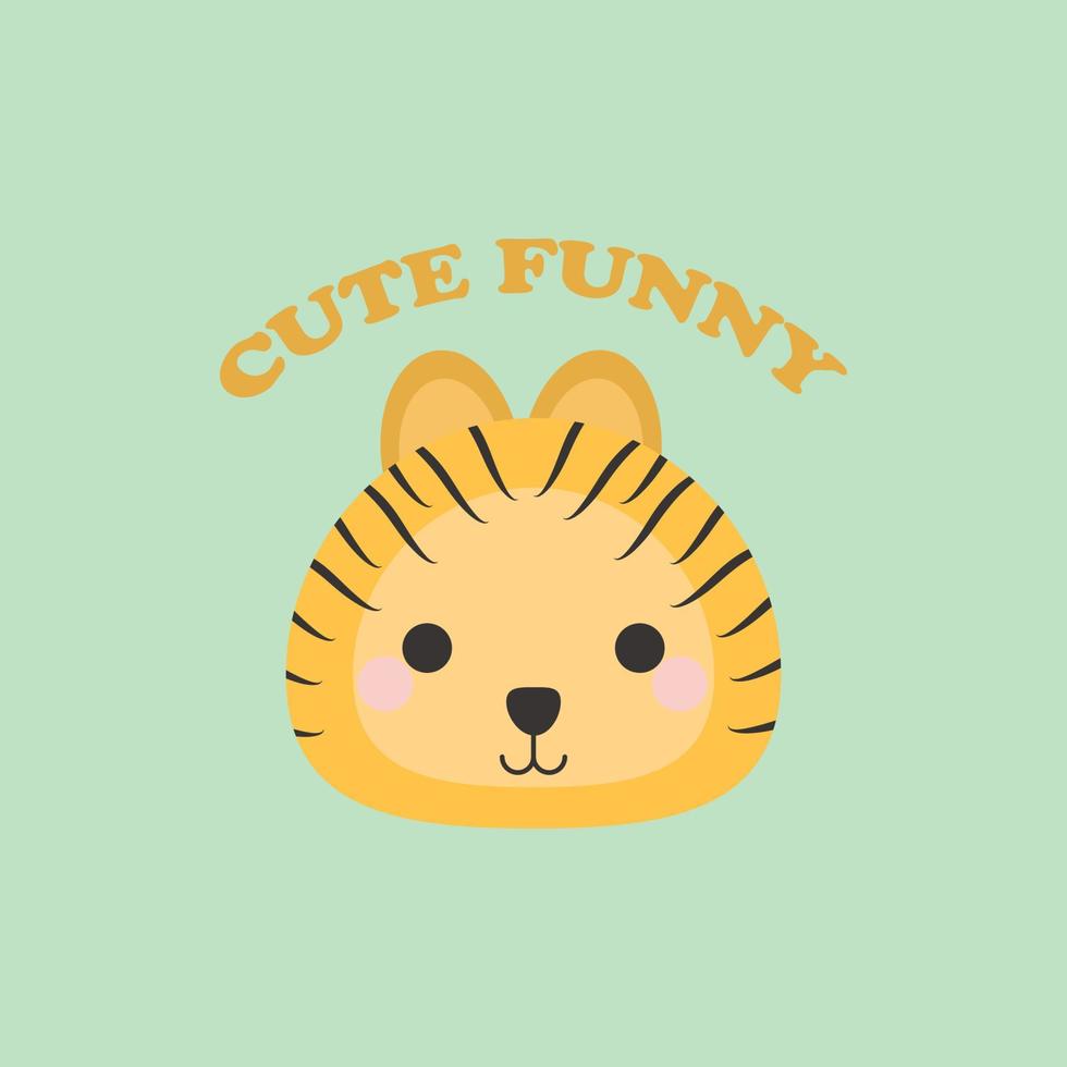 cute funny tiger head character. vector hand drawn cartoon mascot character illustration icon. Isolated on a soft tiger background.
