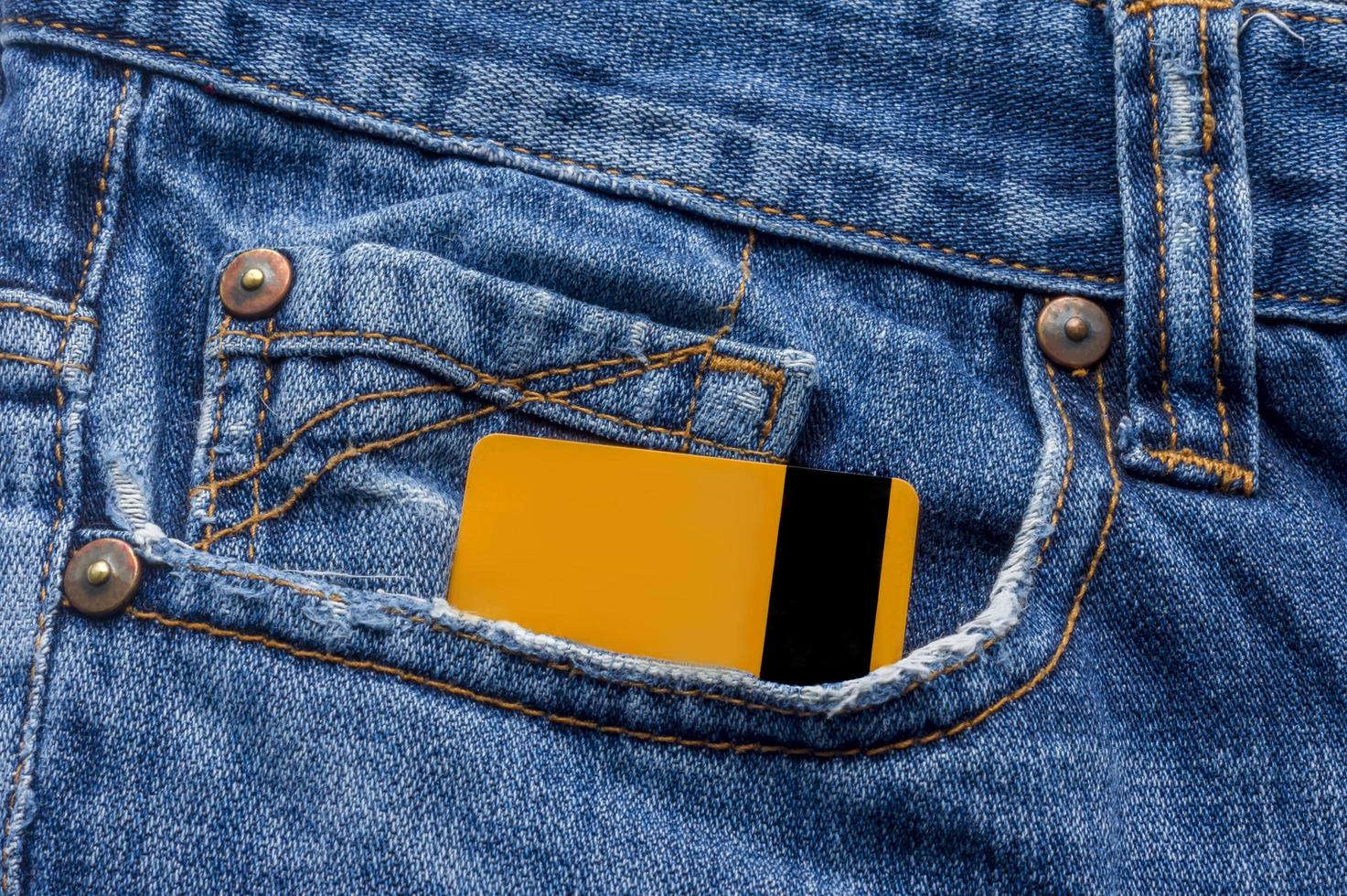 close-up of jeans pocket with credit card photo