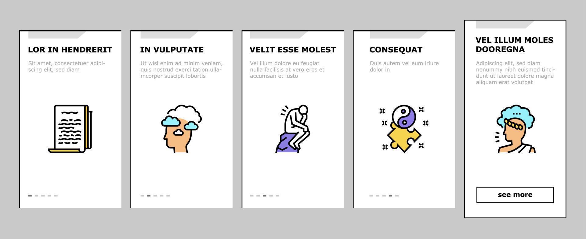 Philosophy Science Onboarding Icons Set Vector