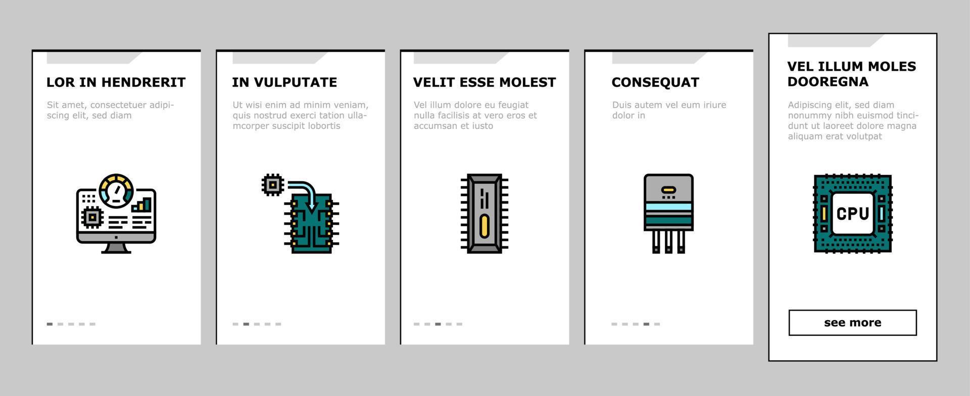 Semiconductor Manufacturing Plant Onboarding Icons Set Vector