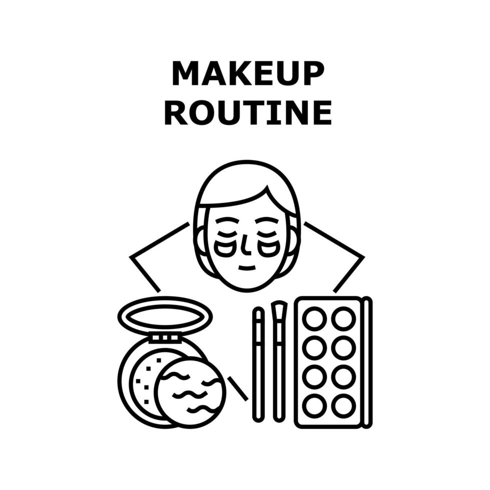 Makeup Routine Vector Concept Black Illustration