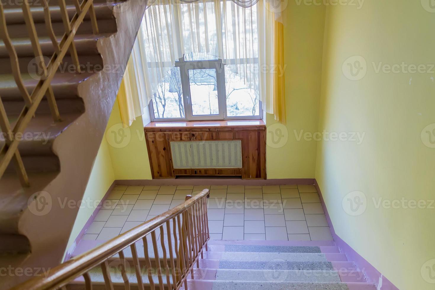 empty stairs in school. no pupils, vacations photo