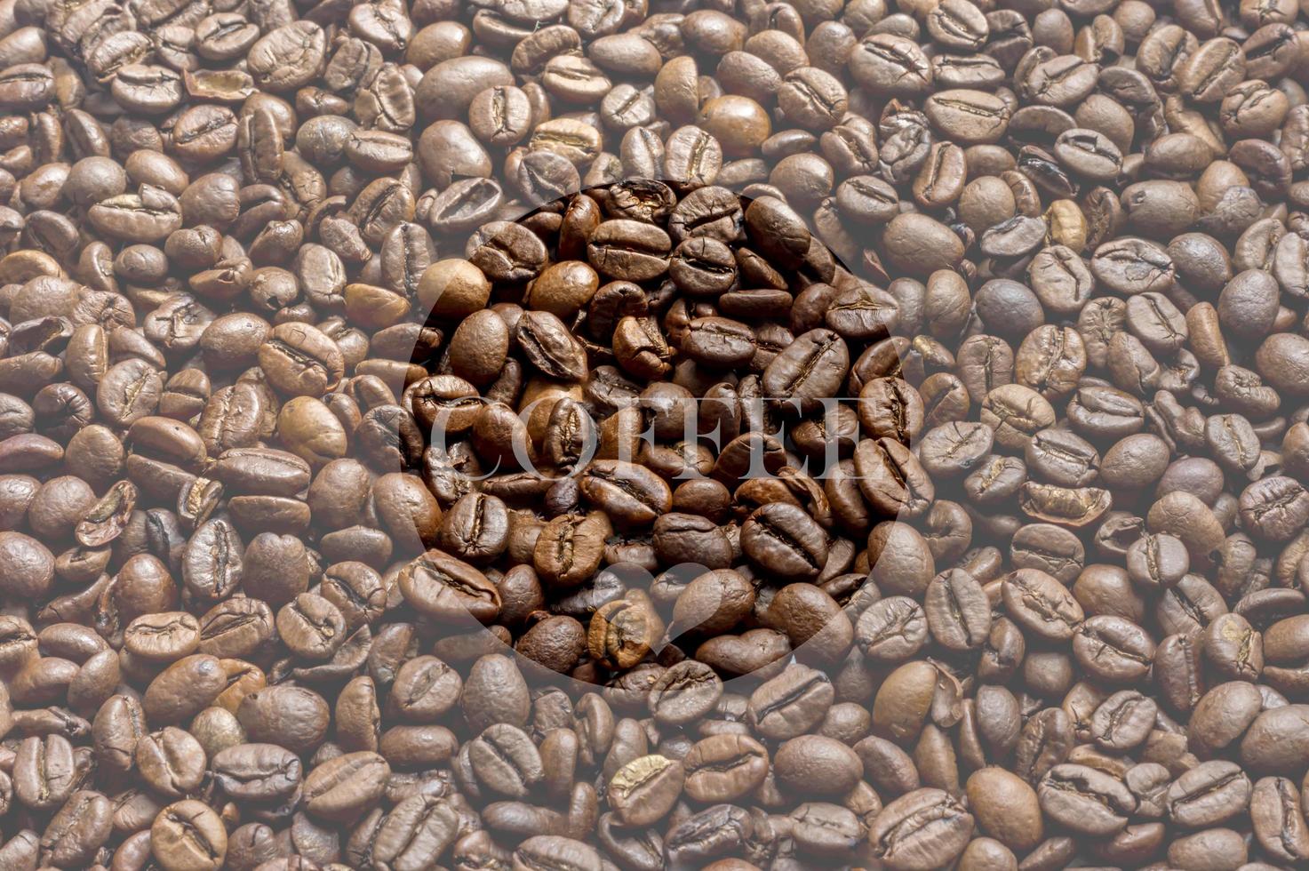 coffee beans tecture background with text and heart photo