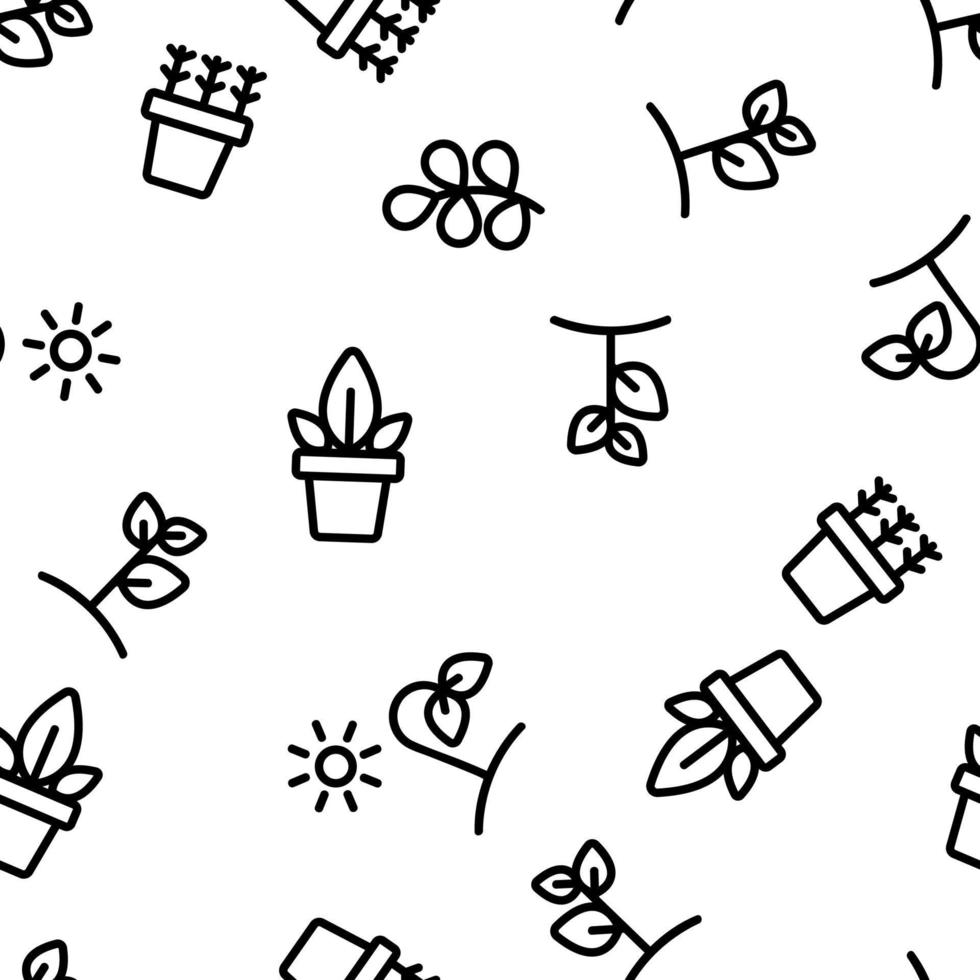 Different Plants Vector Seamless Pattern