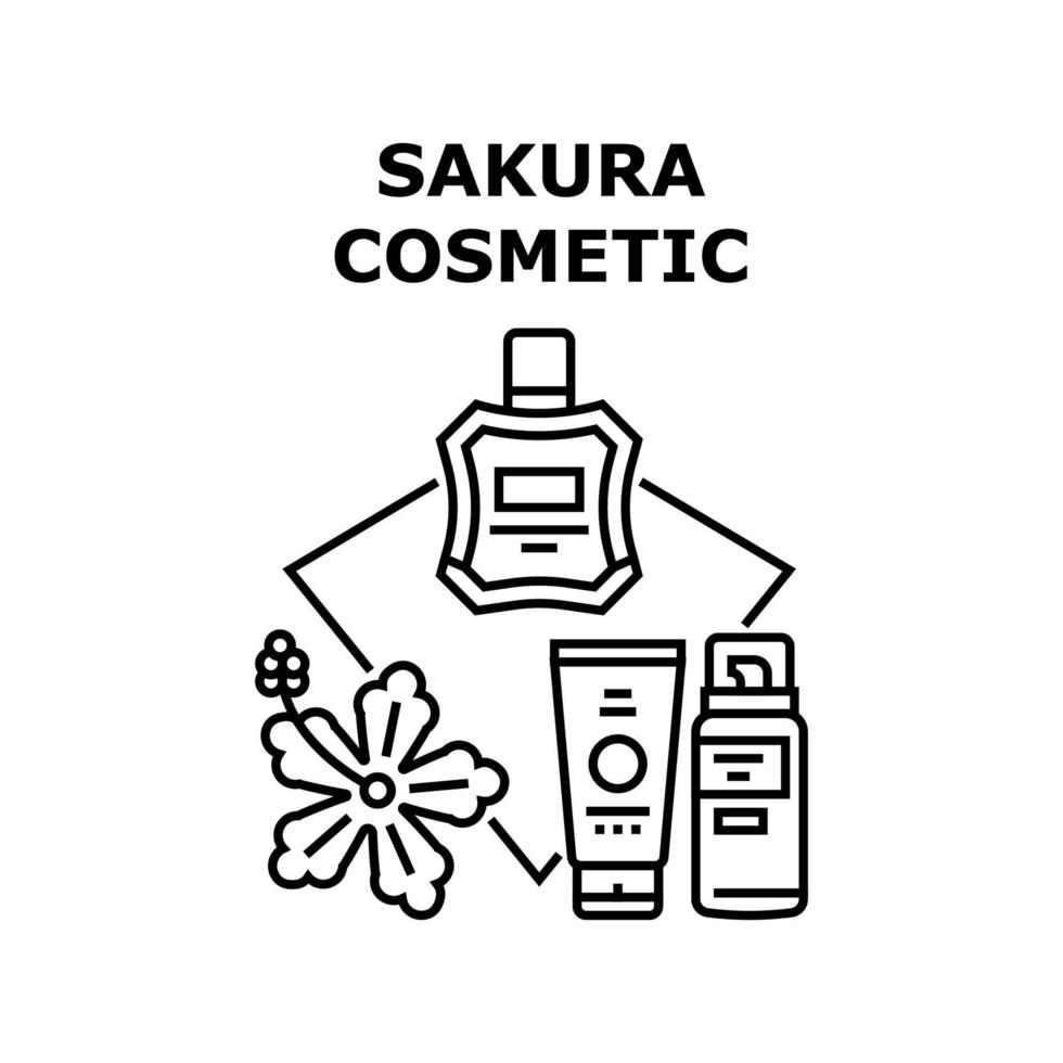 Sakura Cosmetic Vector Concept Black Illustration