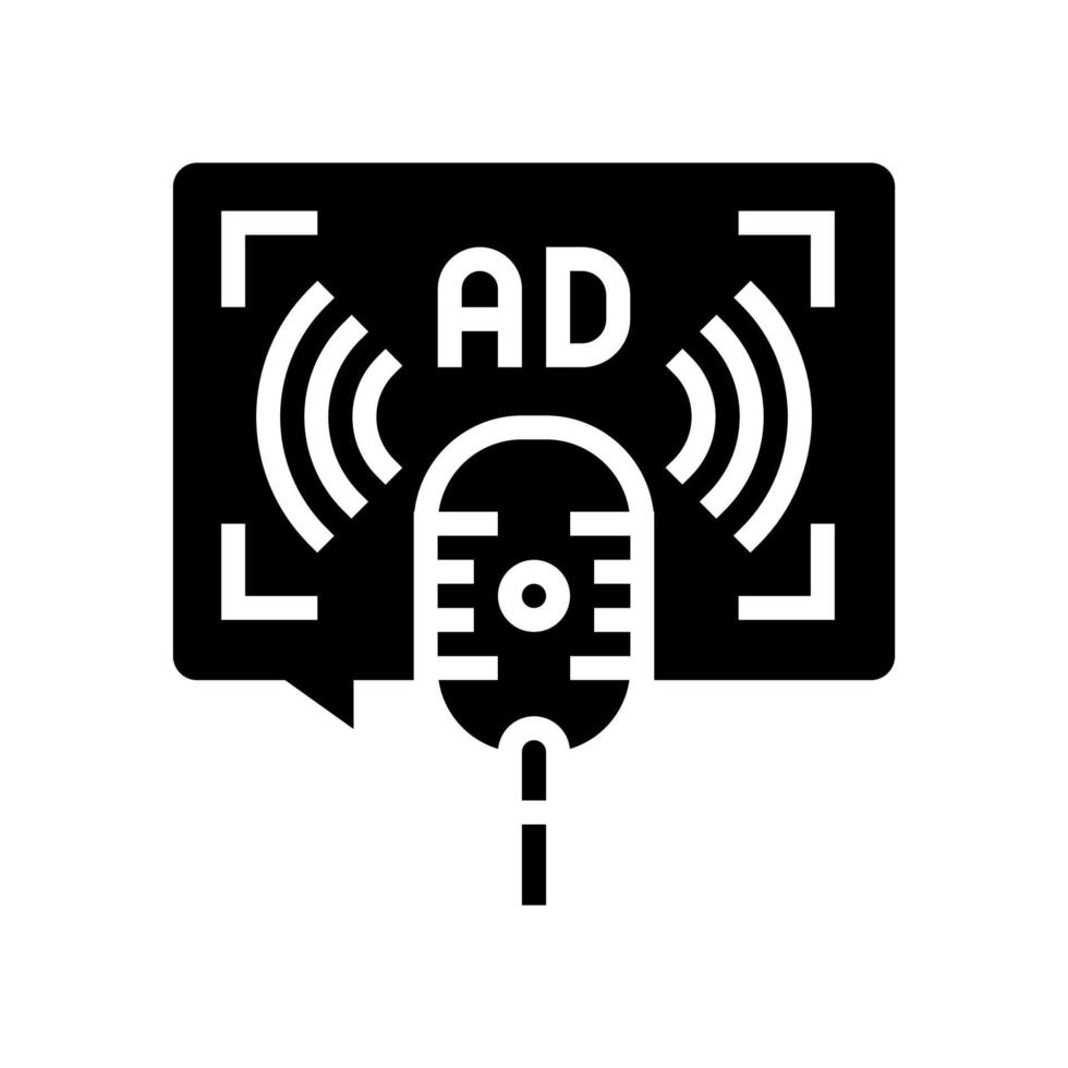 advertising on radio glyph icon vector illustration