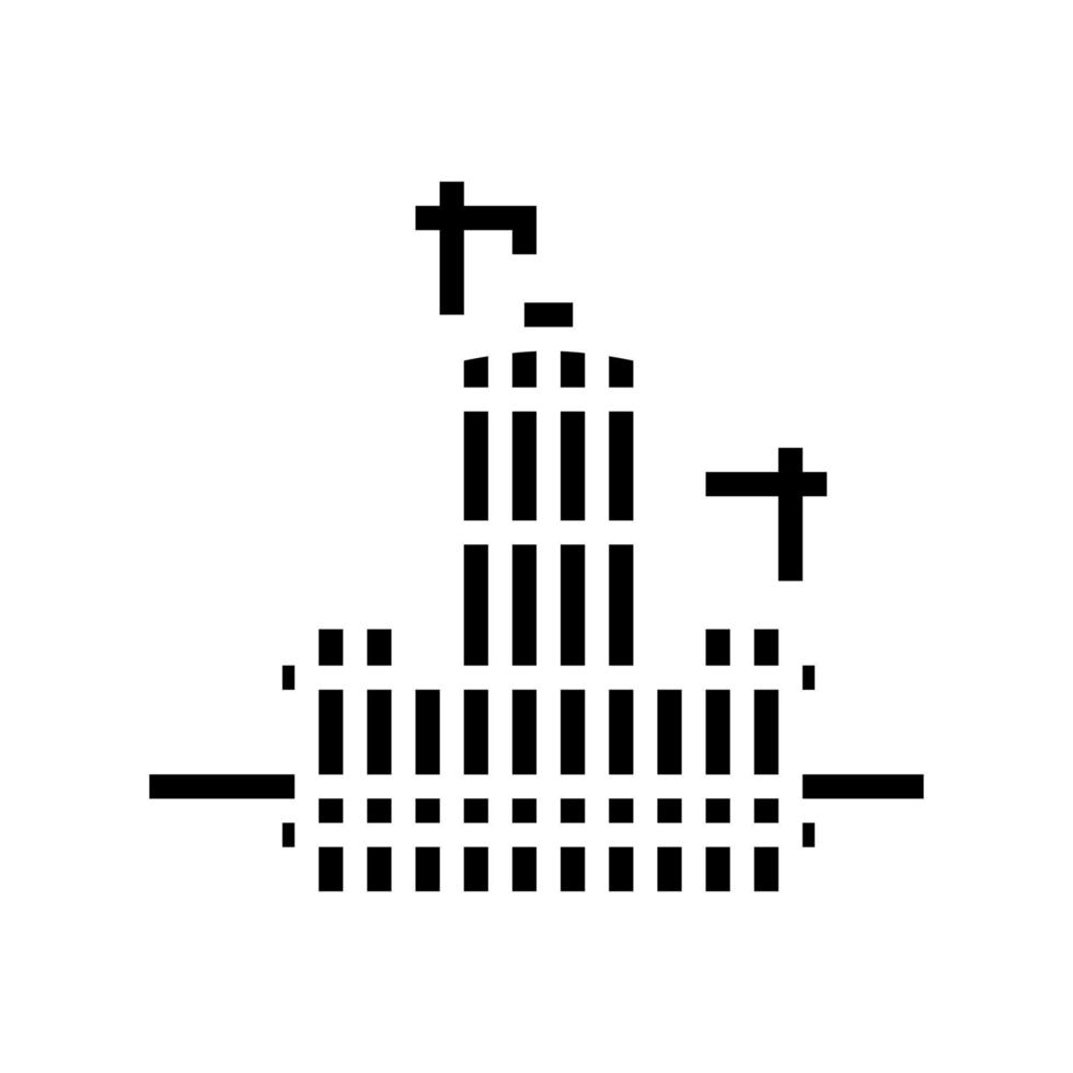 edificio rascacielos esqueleto glifo icono vector ilustración