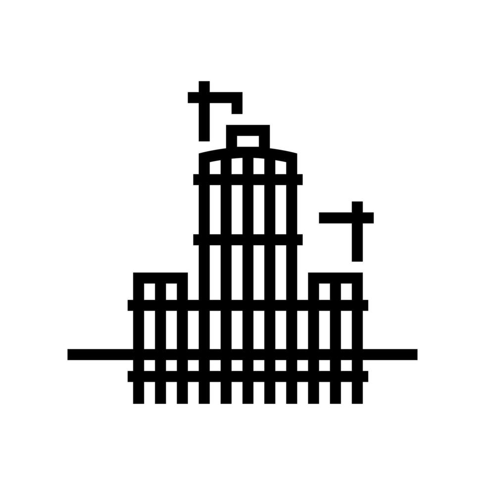 edificio rascacielos esqueleto línea icono vector ilustración