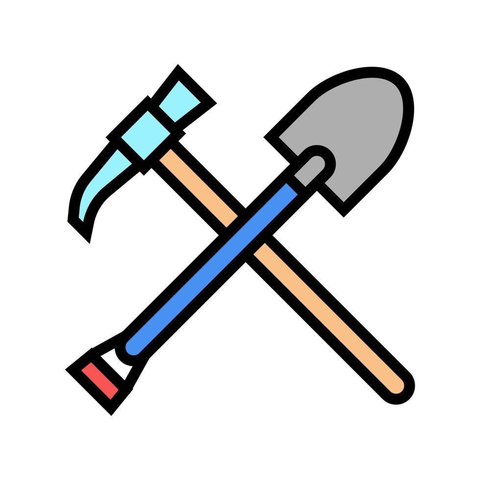 shovel and pickax color icon vector illustration