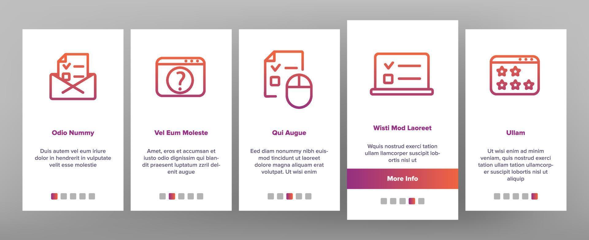 Online Test Onboarding Icons Set Vector